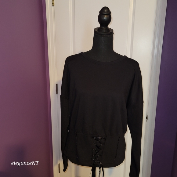Project Runway Black L/S Corset Style Top Sz: L NWT - Picture 4 of 7